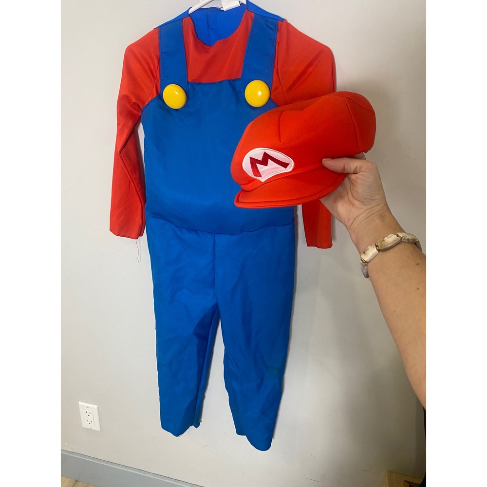 Super Mario Nintendo Costume Kids Size 7/8 Jumpsuit and Hat Set 10772K